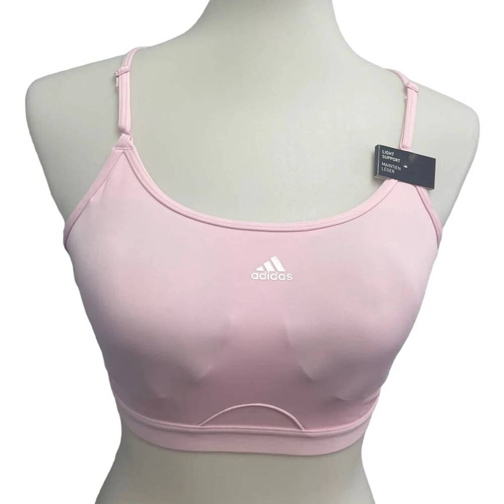 NEW ADIDAS women's light support removeable pads sports bra in pink